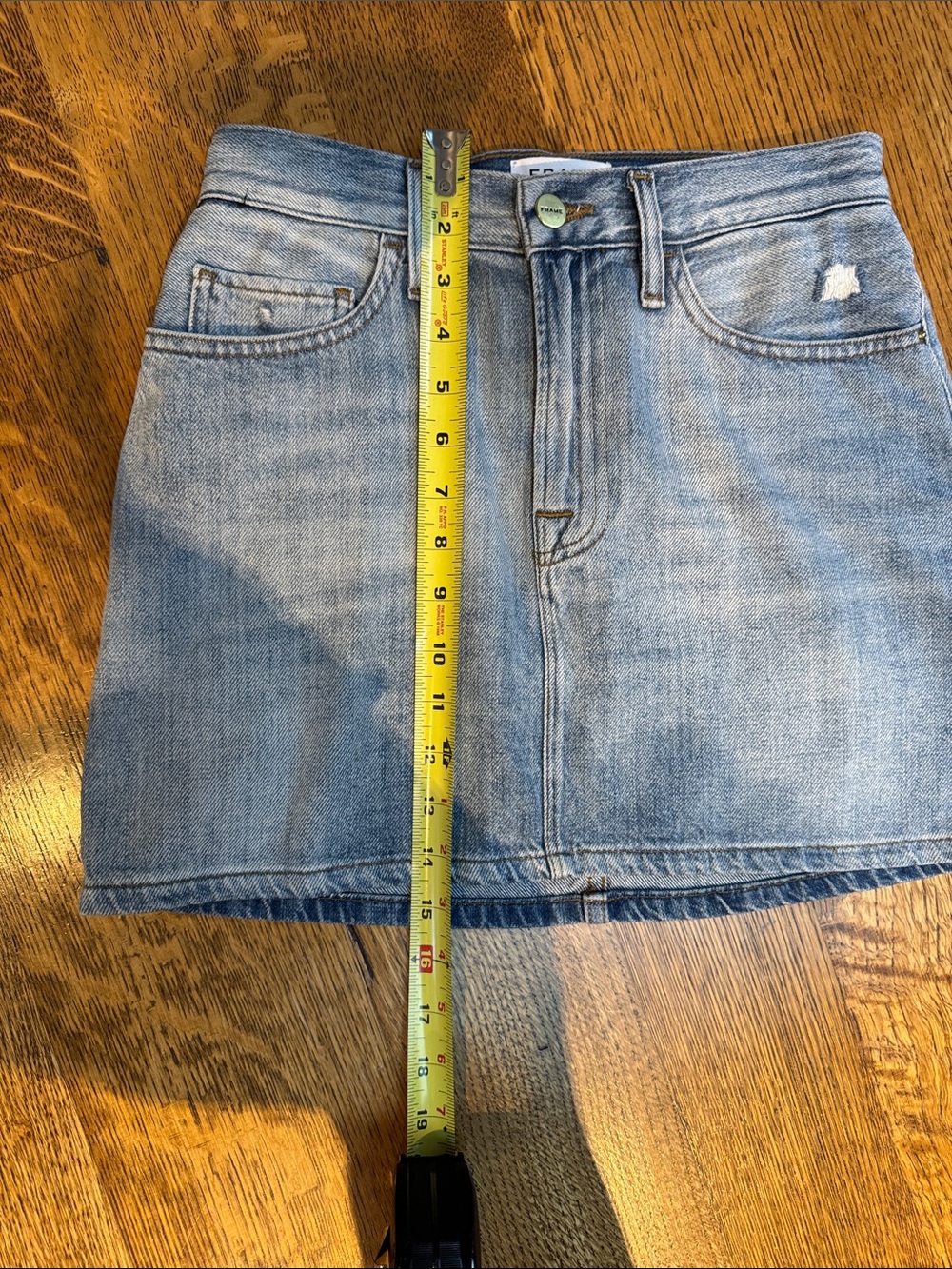 FRAME Le Mini Denim Skirt 25 Ryde Light Wash Distressed 100% Cotton Mini - Picture 5 of 10
